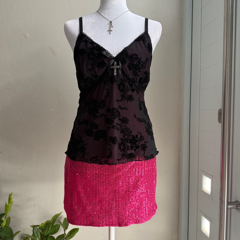 SHEIN Hot Pink Sequin Skirt